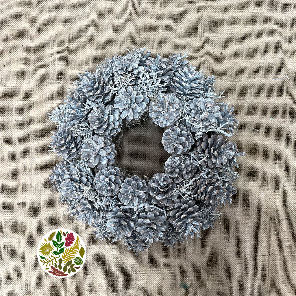 Wreath &#39;Cones&#39; (White Wash) (DRY) (Various Sizes)