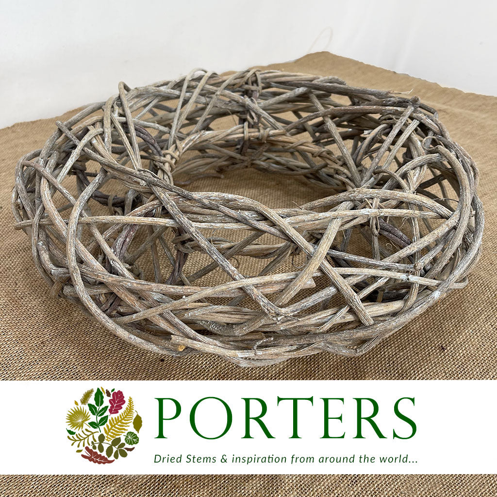 Wreath &#39;Woven Open&#39; (White Wash) (DRY) (various Sizes)