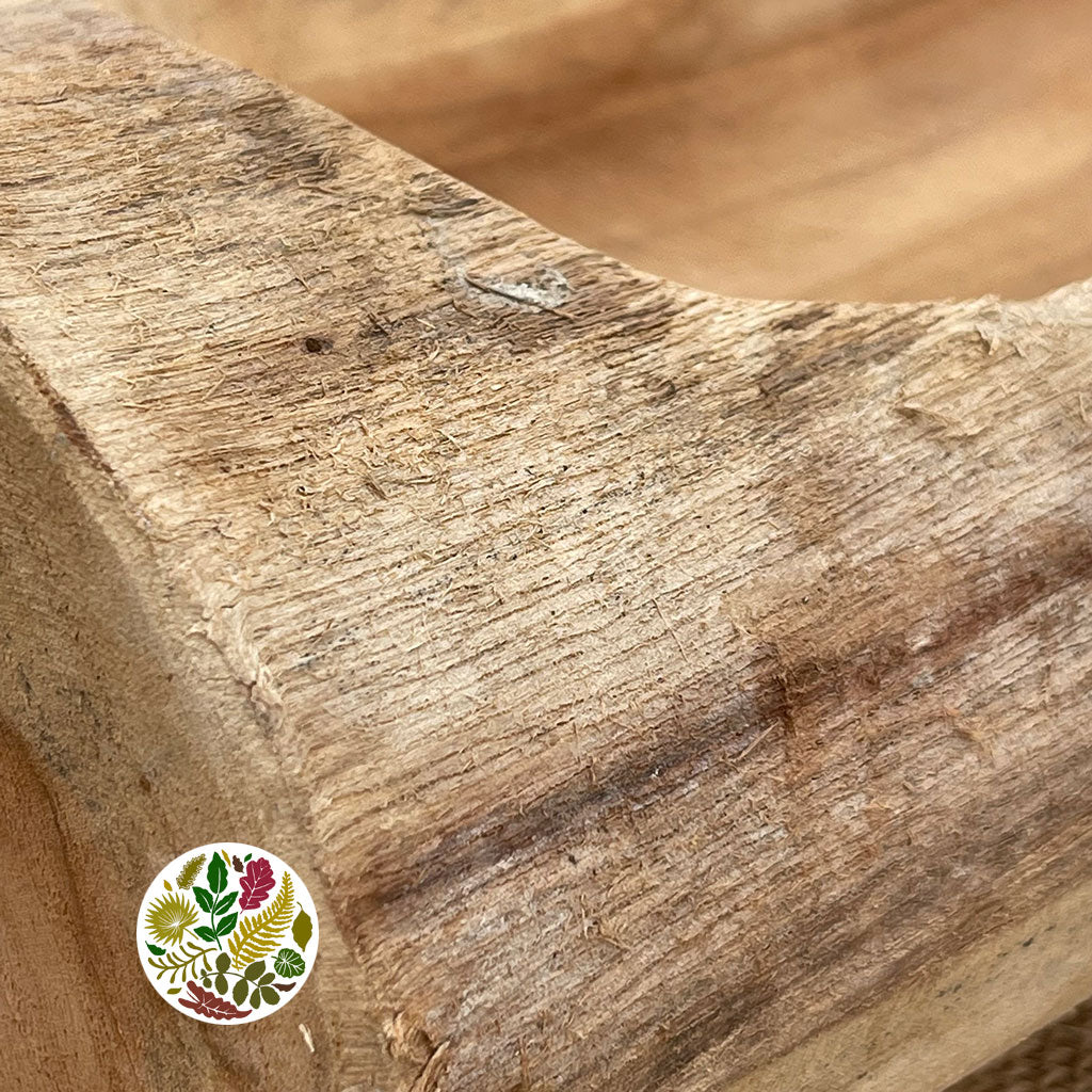 Teak &#39;Bowl&#39; (Planter) DRY x L38cm x W16cm x H12cm