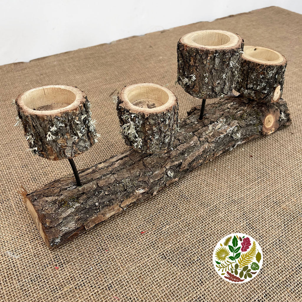 Teak &#39;Candle Holder&#39; &#39;Oak&#39; (L38cm x W8cm x H14cm)