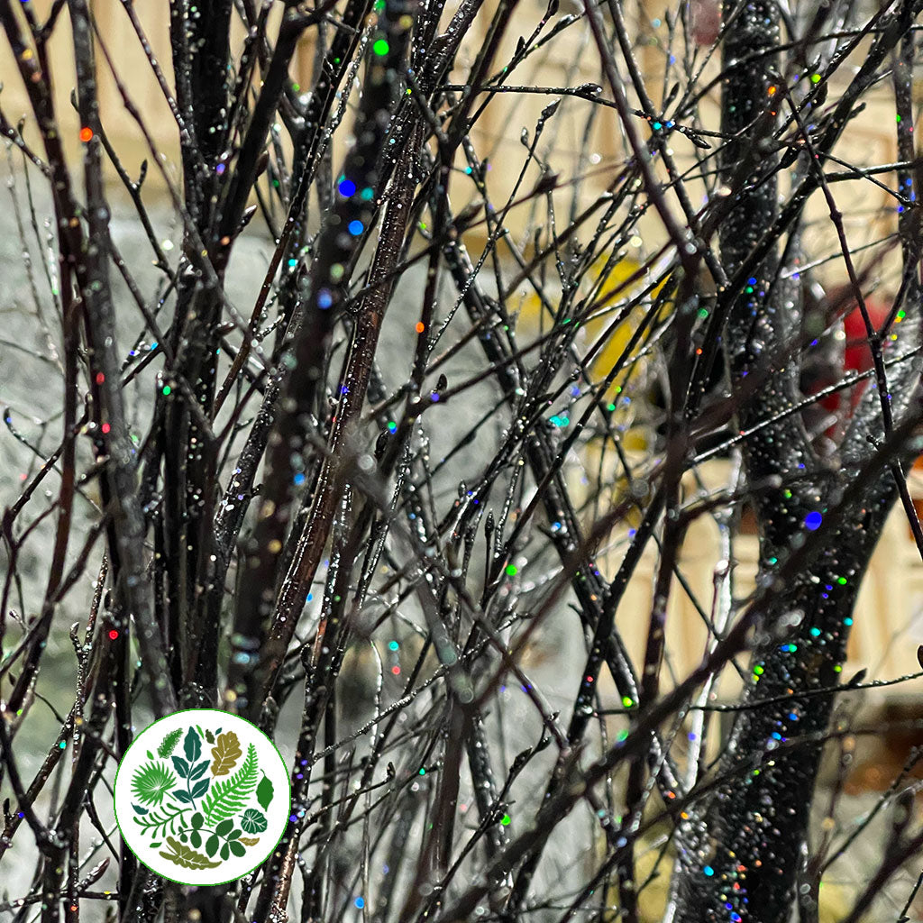 TREE &#39;BLACK&#39; with (Multi Glitter) (Various Heights) (Painted)