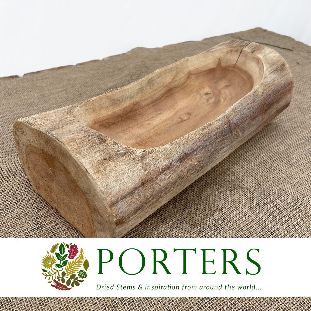 Teak &#39;Bowl&#39; (Planter) DRY x L38cm x W16cm x H12cm